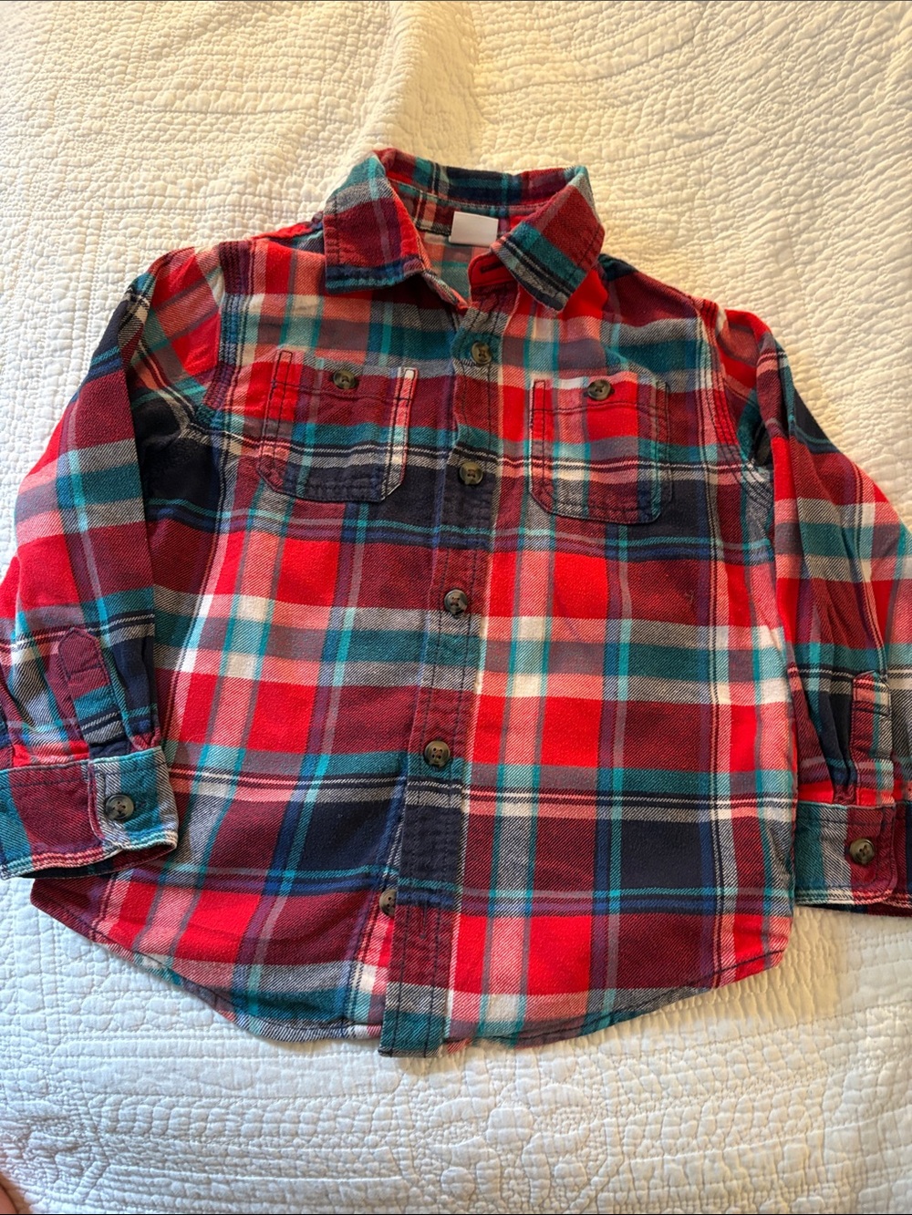 Gymboree Red Plaid Button-Down Shirt with Teal & Navy Accents